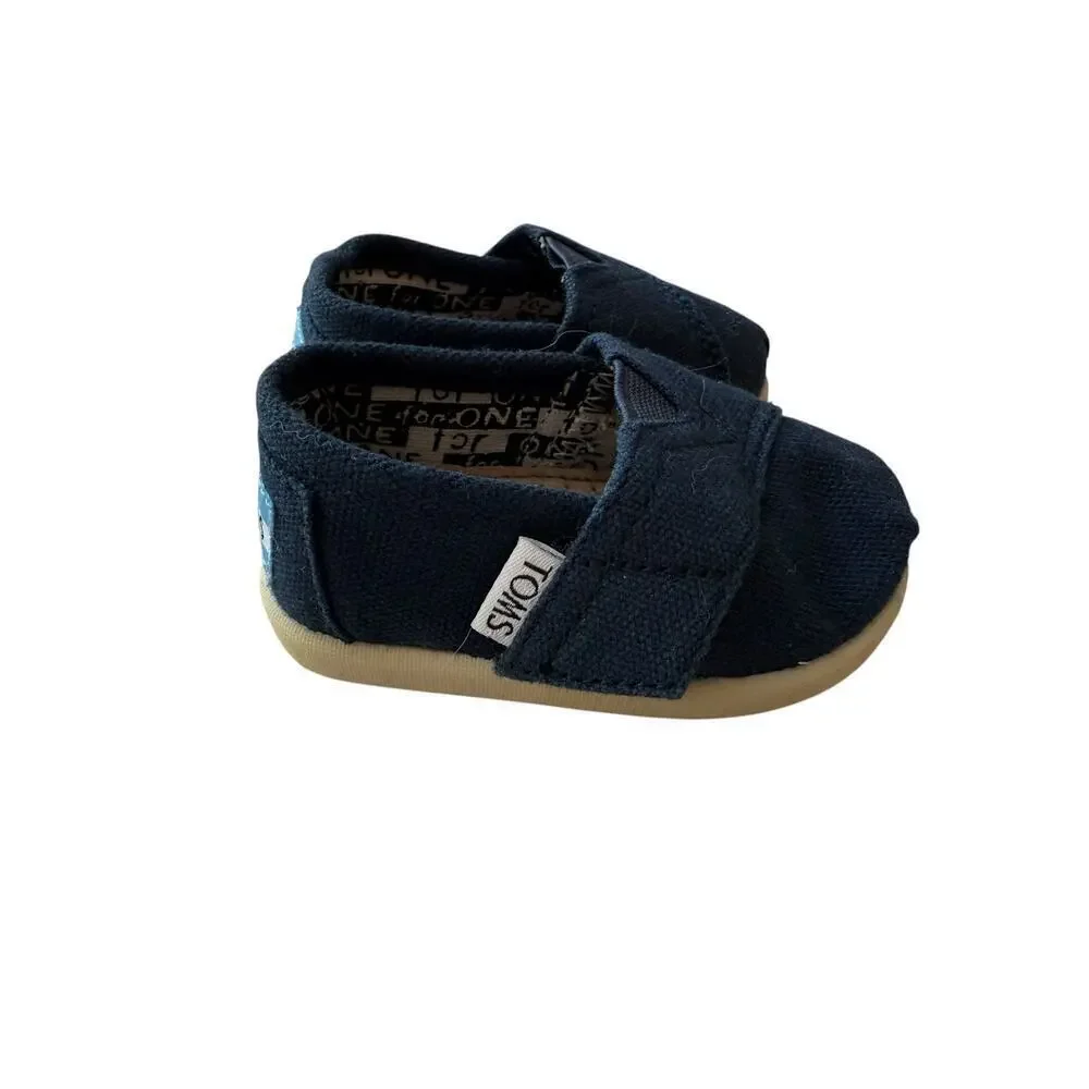 TOMS Boys Navy Alpargata Casual Shoes Size 2